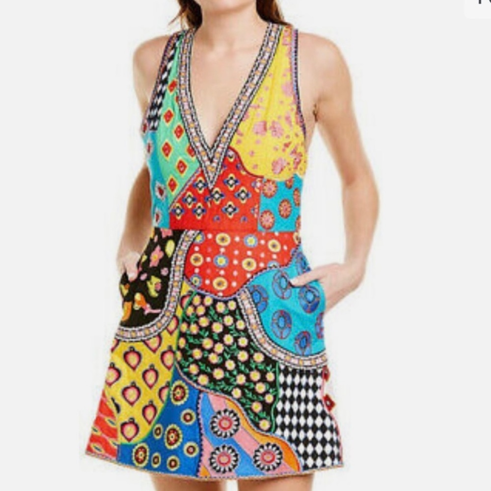 Alice + Olivia Tennie Patchwork Embellished Embroidered Dress
Size 12